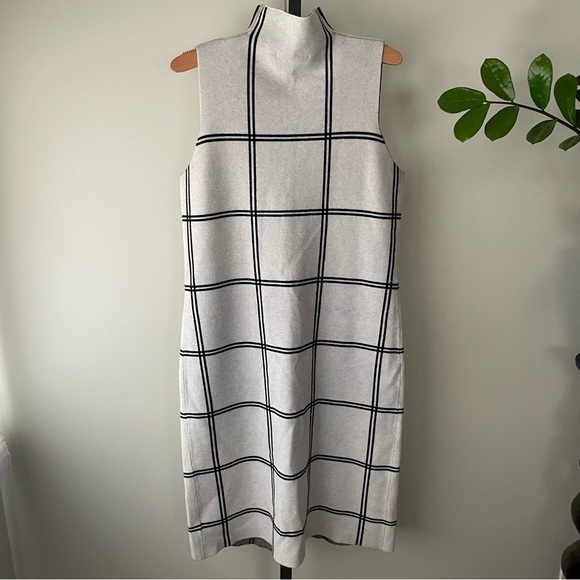 Tahari Wool Blend Longline Check Sleeveless Pullover Knit Sweater Tunic - Picture 2 of 8